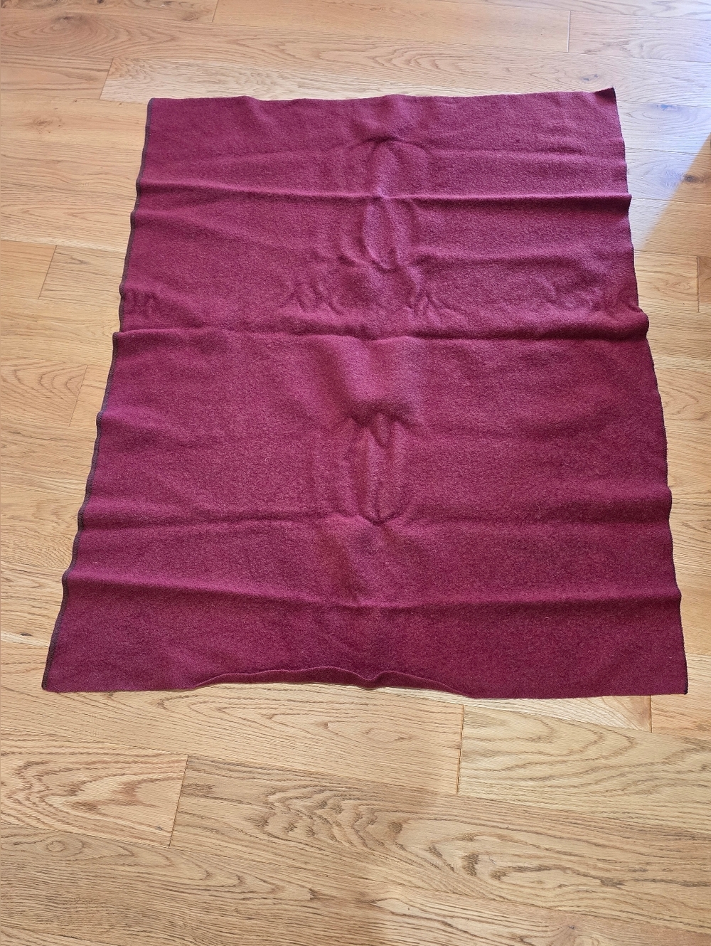 Vintage Wool Throw Blanket Burgandy